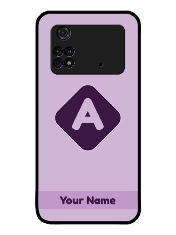 Custom Poco M4 Pro 4G Custom Glass Mobile Case - Custom Letter in curved badge Design