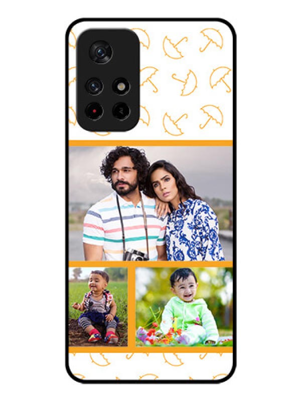 Custom Poco M4 Pro 5G Custom Glass Mobile Case - Yellow Pattern Design