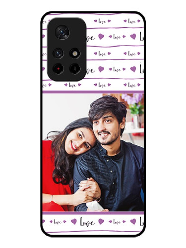 Custom Poco M4 Pro 5G Custom Glass Mobile Case - Couples Heart Design