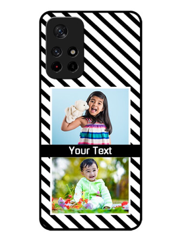 Custom Poco M4 Pro 5G Photo Printing on Glass Case - Black And White Stripes Design