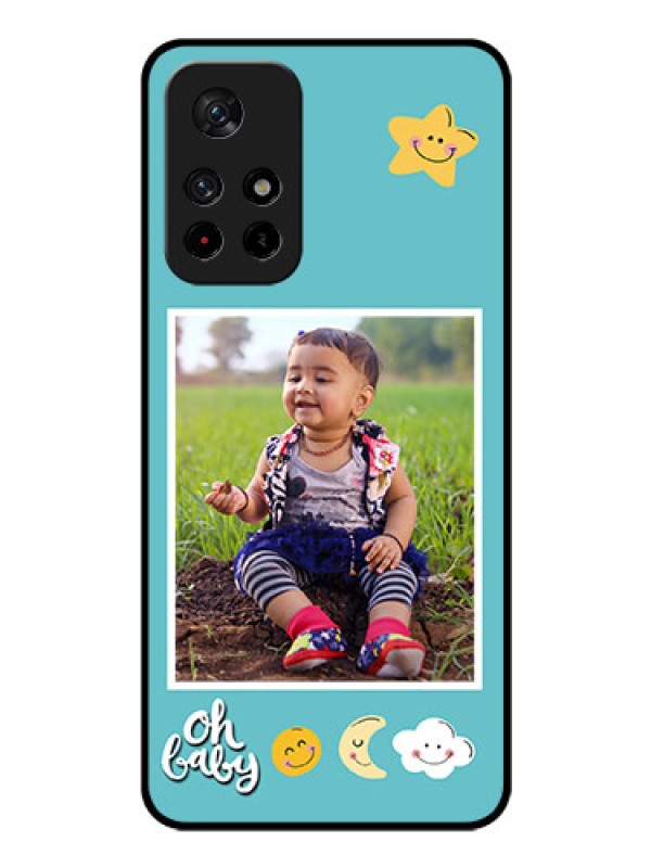 Custom Poco M4 Pro 5G Personalized Glass Phone Case - Smiley Kids Stars Design