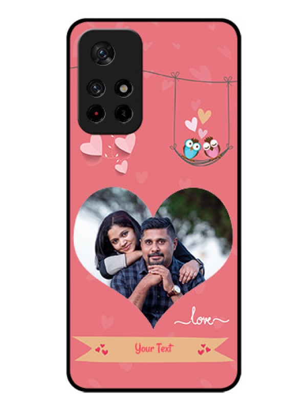 Custom Poco M4 Pro 5G Personalized Glass Phone Case - Peach Color Love Design