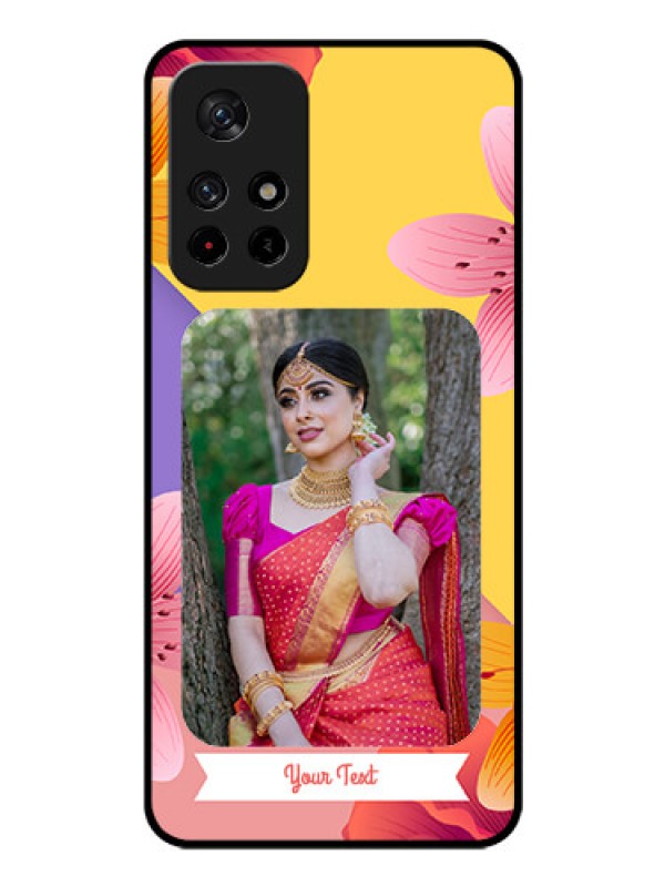 Custom Poco M4 Pro 5G Custom Glass Mobile Case - 3 Image With Vintage Floral Design