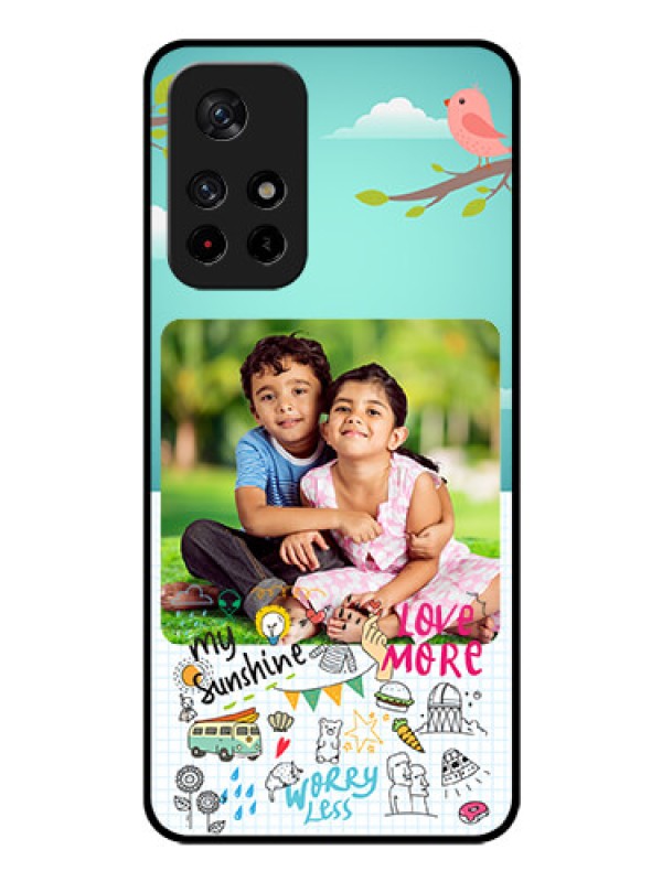 Custom Poco M4 Pro 5G Photo Printing on Glass Case - Doodle love Design