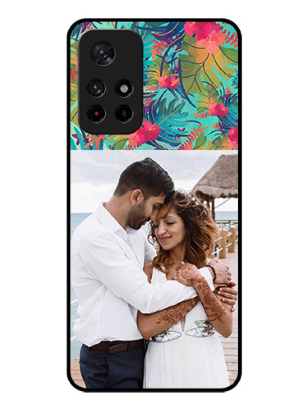Custom Poco M4 Pro 5G Photo Printing on Glass Case - Watercolor Floral Design