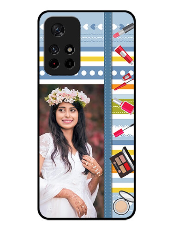 Custom Poco M4 Pro 5G Personalized Glass Phone Case - Makeup Icons Design