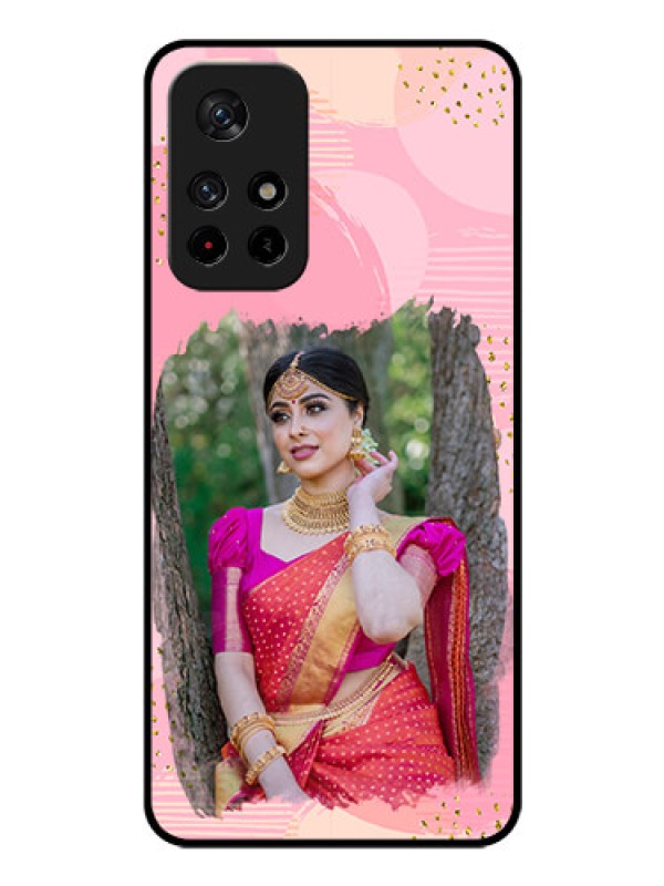 Custom Poco M4 Pro 5G Personalized Glass Phone Case - Gold Glitter Splash Design