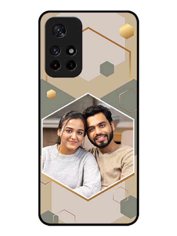 Custom Poco M4 Pro 5G Photo Printing on Glass Case - Stylish Hexagon Pattern Design