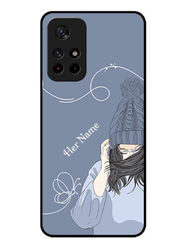 Custom Poco M4 Pro 5G Custom Glass Mobile Case - Girl in winter outfit Design