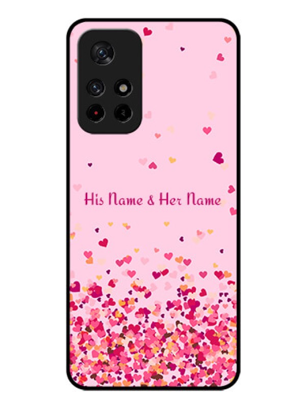 Custom Poco M4 Pro 5G Photo Printing on Glass Case - Floating Hearts Design