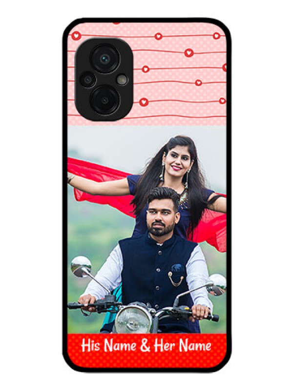 Custom Poco M5 Personalized Glass Phone Case - Red Pattern Case Design