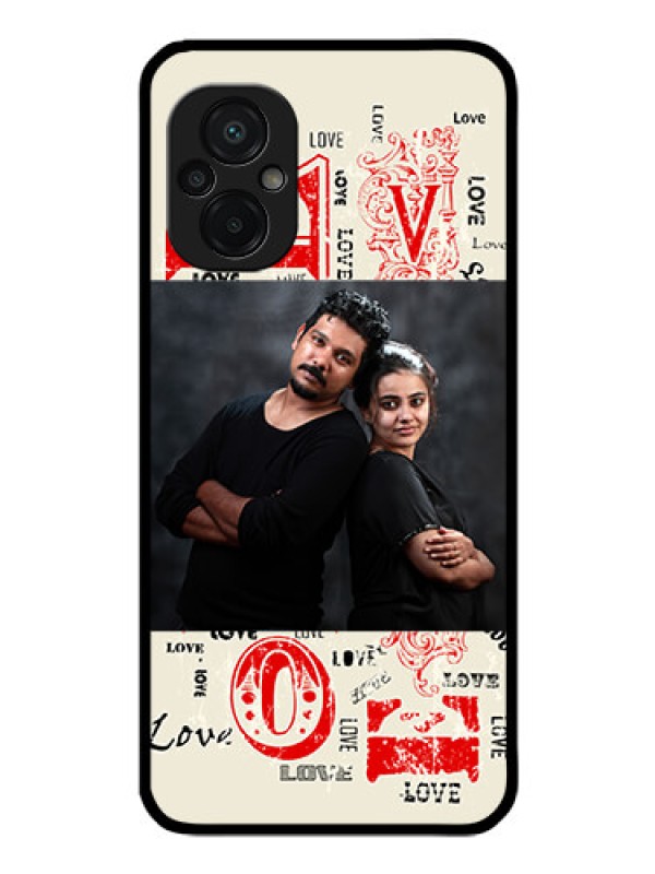 Custom Poco M5 Photo Printing on Glass Case - Trendy Love Design Case