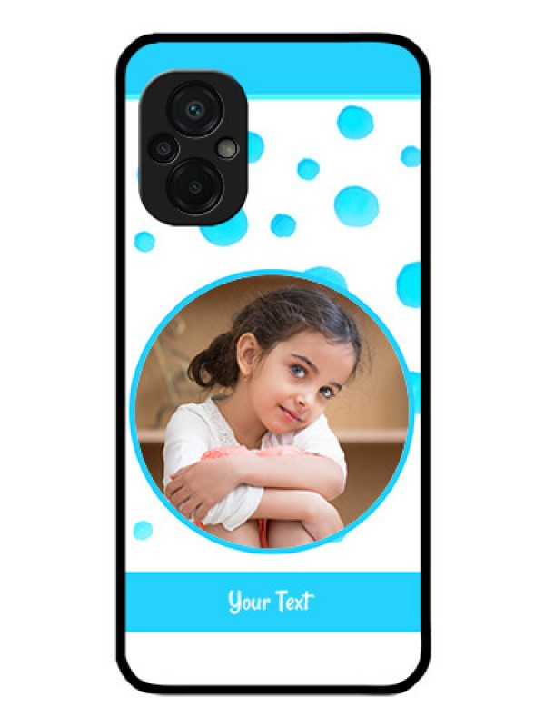Custom Poco M5 Photo Printing on Glass Case - Blue Bubbles Pattern Design