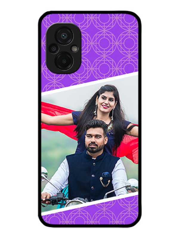 Custom Poco M5 Custom Glass Phone Case - Violet Pattern Design