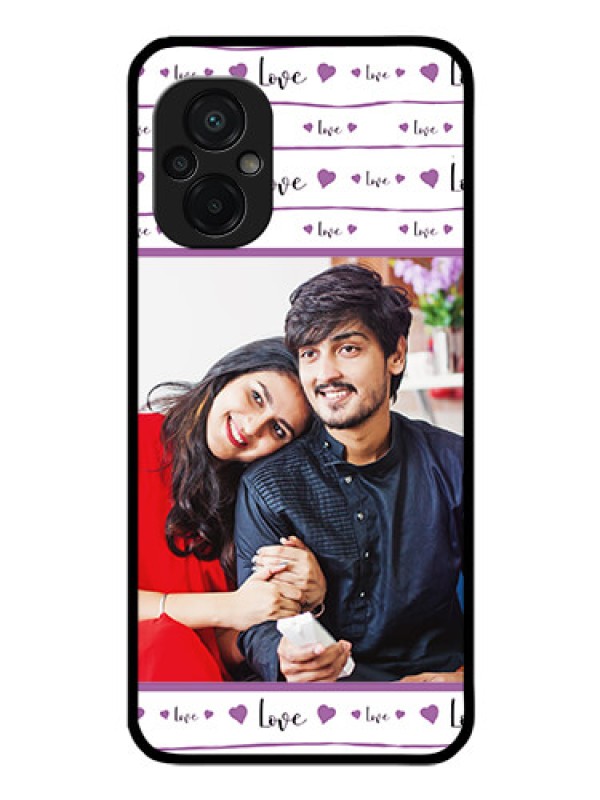 Custom Poco M5 Custom Glass Mobile Case - Couples Heart Design