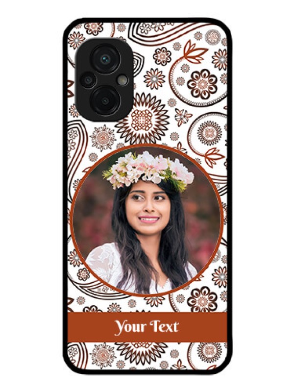 Custom Poco M5 Custom Glass Mobile Case - Abstract Flower Design