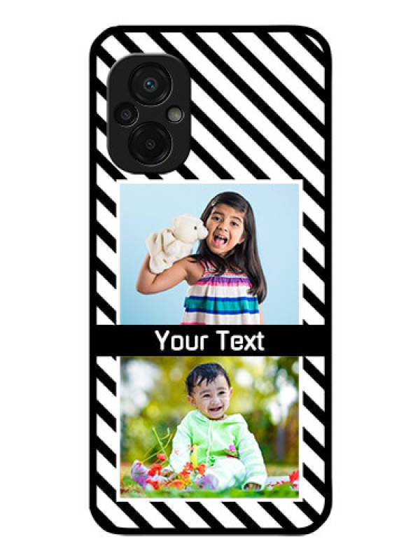 Custom Poco M5 Photo Printing on Glass Case - Black And White Stripes Design