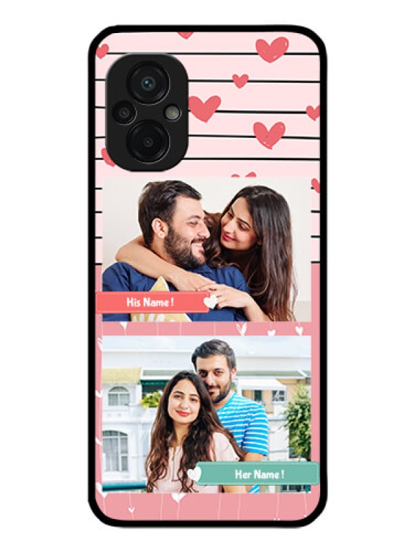 Custom Poco M5 Custom Glass Mobile Case - Photo with Heart Design