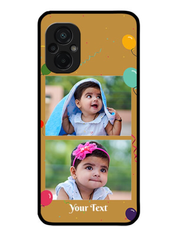 Custom Poco M5 Personalized Glass Phone Case - Image Holder with Birthday Celebrations Design