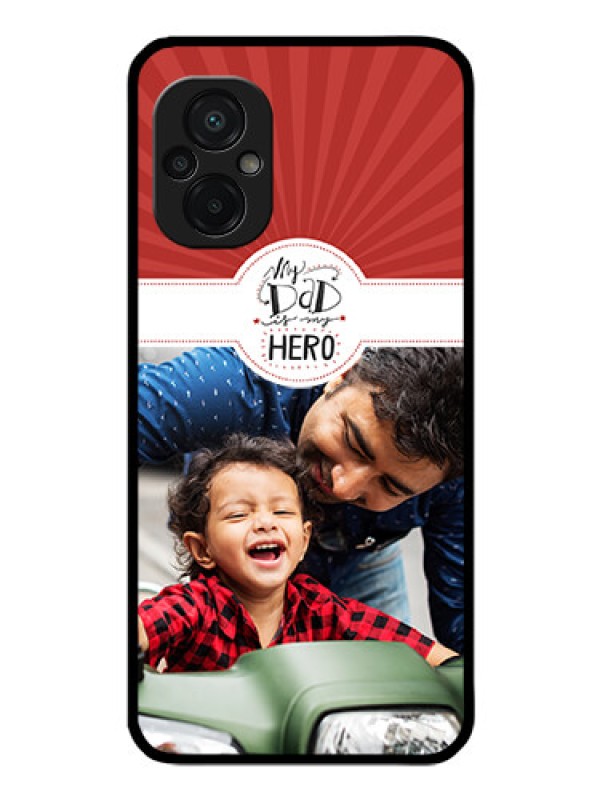 Custom Poco M5 Photo Printing on Glass Case - My Dad Hero Design
