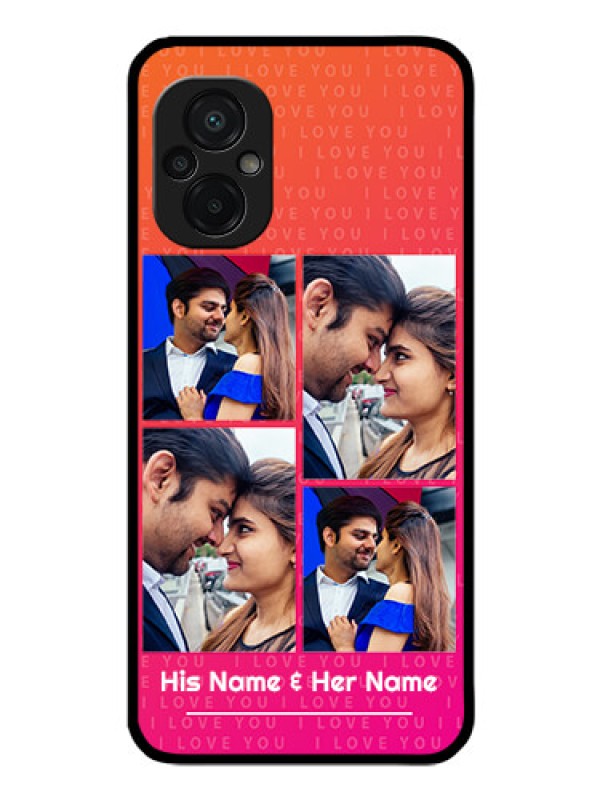Custom Poco M5 Custom Glass Phone Case - I Love You Pink Design