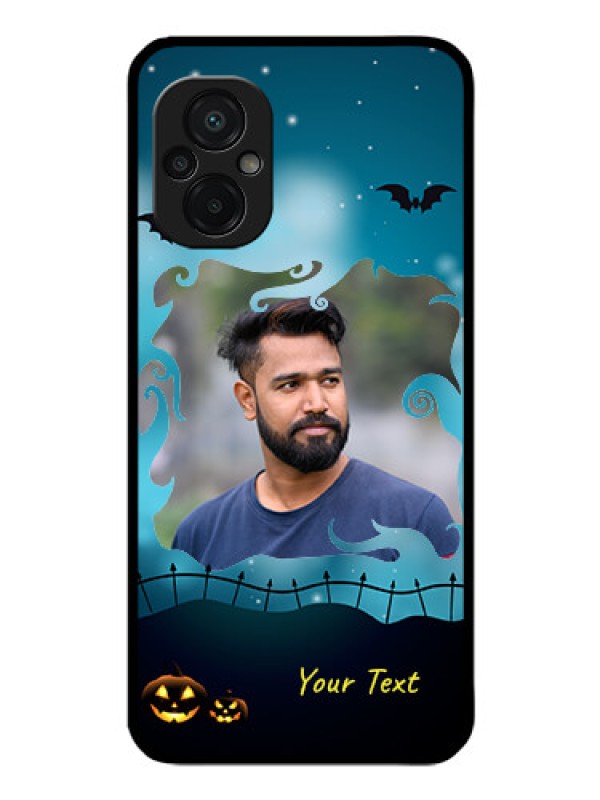 Custom Poco M5 Custom Glass Phone Case - Halloween frame design
