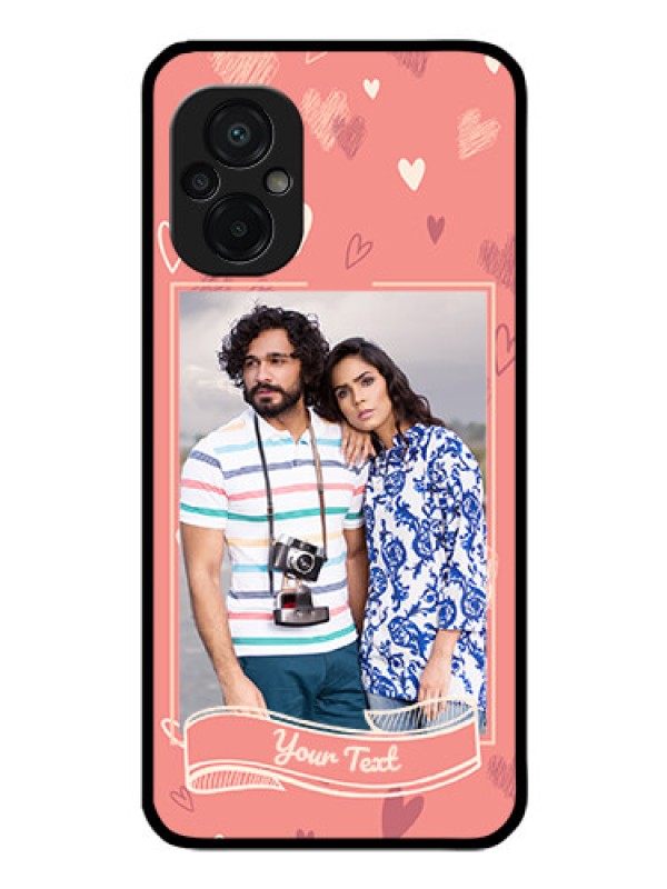 Custom Poco M5 Custom Glass Phone Case - Love doodle art Design