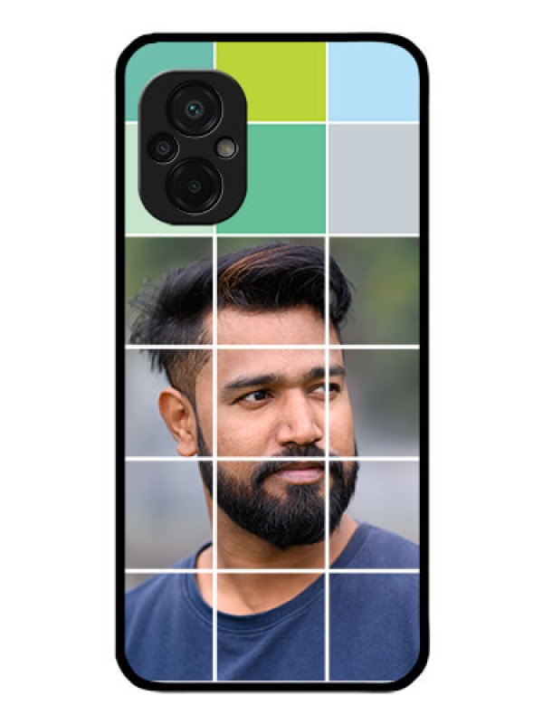 Custom Poco M5 Photo Printing on Glass Case - with white box pattern
