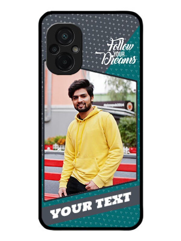 Custom Poco M5 Personalized Glass Phone Case - Background Pattern Design with Quote