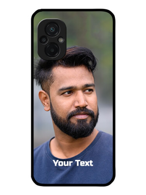 Custom Poco M5 Glass Mobile Cover: Photo with Text