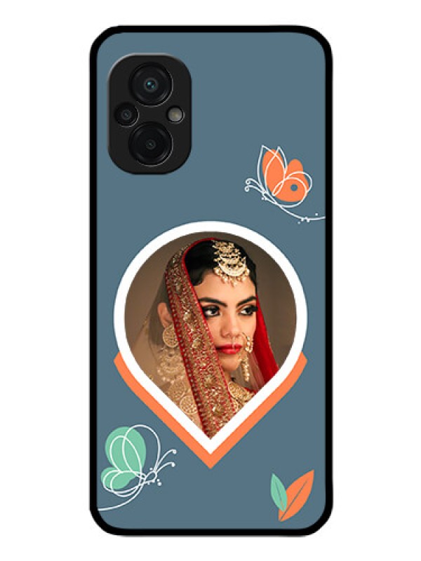 Custom Poco M5 Custom Glass Mobile Case - Droplet Butterflies Design