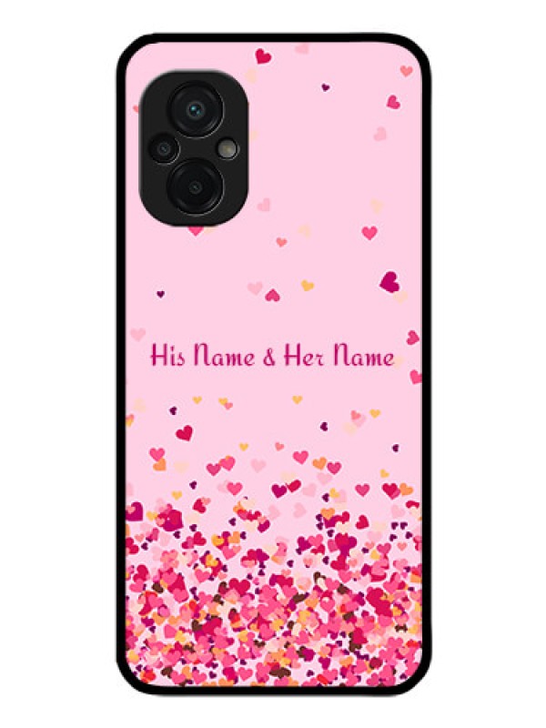 Custom Poco M5 Photo Printing on Glass Case - Floating Hearts Design