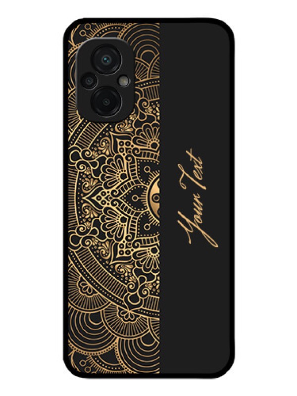 Custom Poco M5 Photo Printing on Glass Case - Mandala art with custom text Design