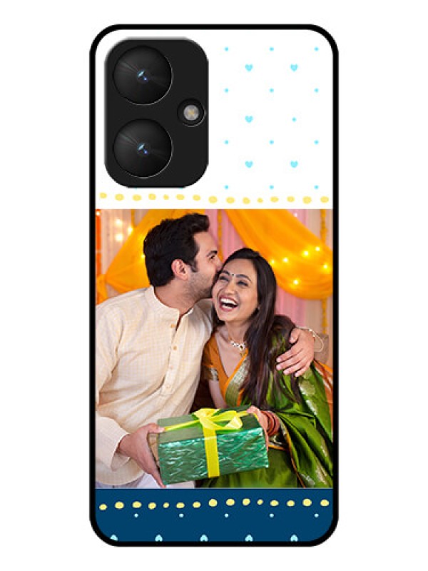 Custom Poco M6 5G Custom Glass Phone Case - White And Blue Abstract Design