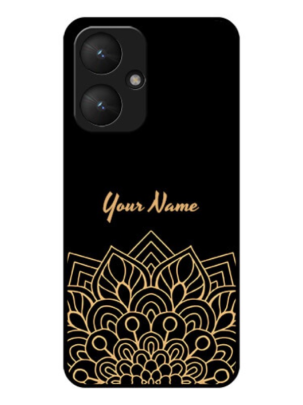 Custom Poco M6 5G Custom Glass Phone Case - Golden Mandala Design