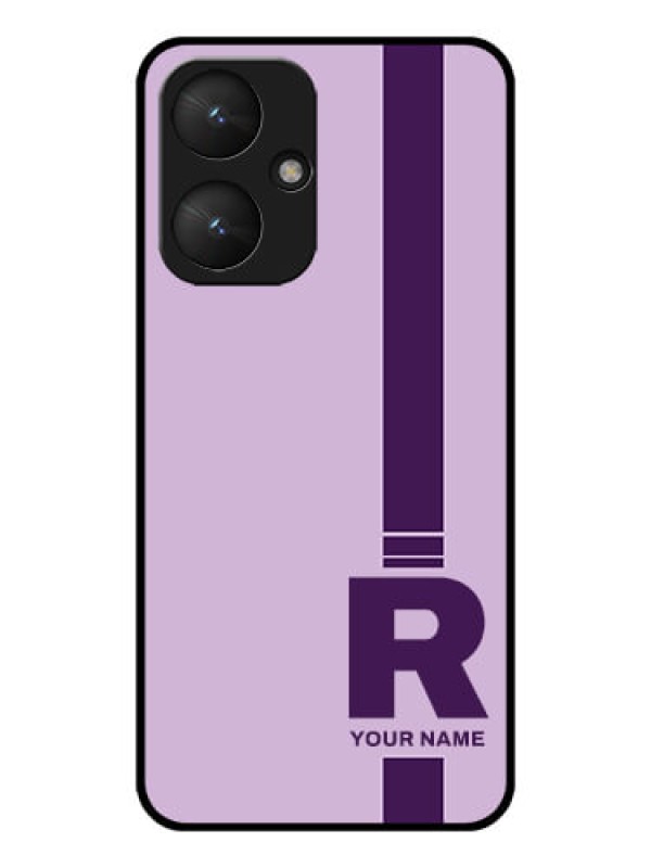 Custom Poco M6 5G Custom Glass Phone Case - Simple Dual Tone Stripe With Name Design