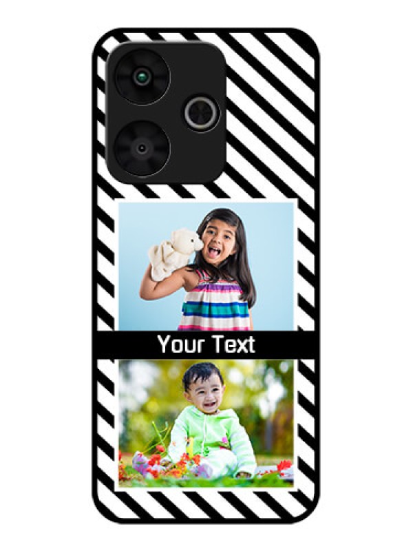 Custom Poco M6 Plus 5G Custom Glass Phone Case - Black And White Stripes Design