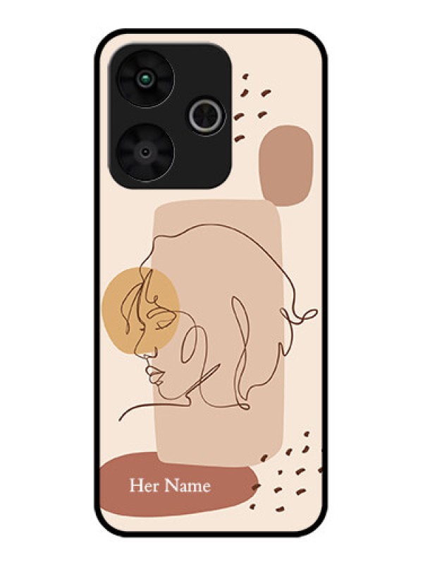 Custom Poco M6 Plus 5G Custom Glass Phone Case - Calm Woman Line Art Design