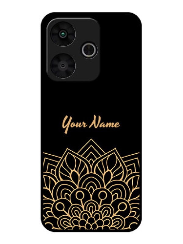Custom Poco M6 Plus 5G Custom Glass Phone Case - Golden Mandala Design