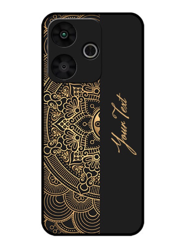 Custom Poco M6 Plus 5G Custom Glass Phone Case - Mandala Art With Custom Text Design