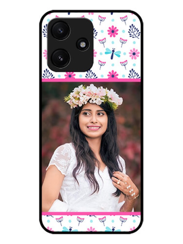 Custom Poco M6 Pro 5G Photo Printing on Glass Case - Colorful Flower Design