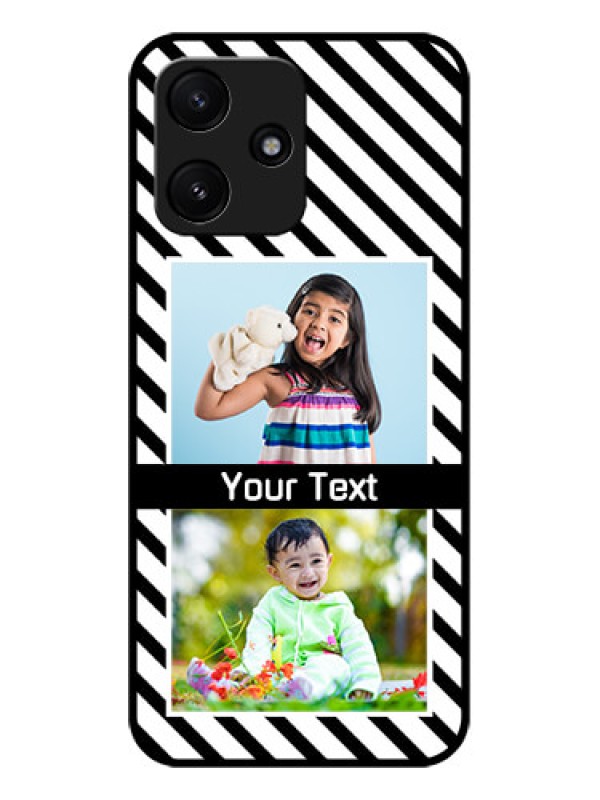 Custom Poco M6 Pro 5G Photo Printing on Glass Case - Black And White Stripes Design