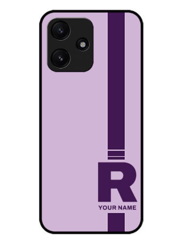 Custom Poco M6 Pro 5G Photo Printing on Glass Case - Simple dual tone stripe with name Design