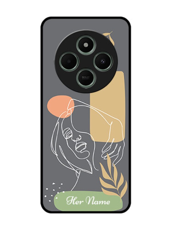 Custom Poco M7 5G Custom Glass Phone Case - Gazing Woman Line Art Design