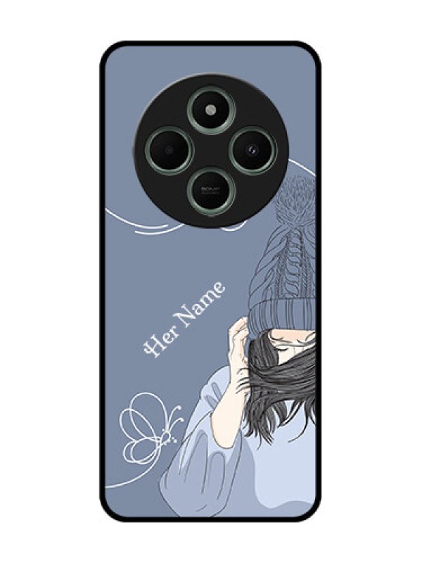Custom Poco M7 5G Custom Glass Phone Case - Girl In Winter Outfit Design