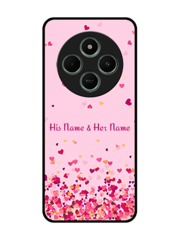 Custom Poco M7 5G Custom Glass Phone Case - Floating Hearts Design