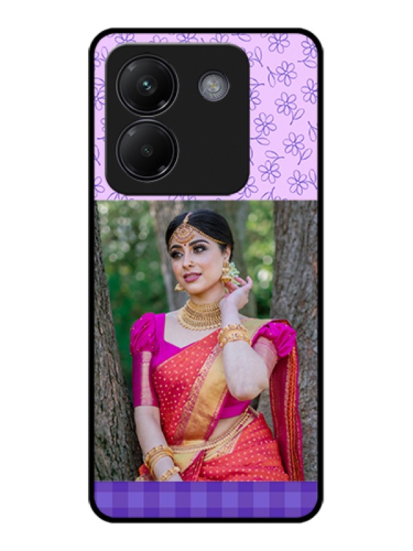 Custom Poco M7 Pro 5G Custom Glass Phone Case - Purple Floral Design