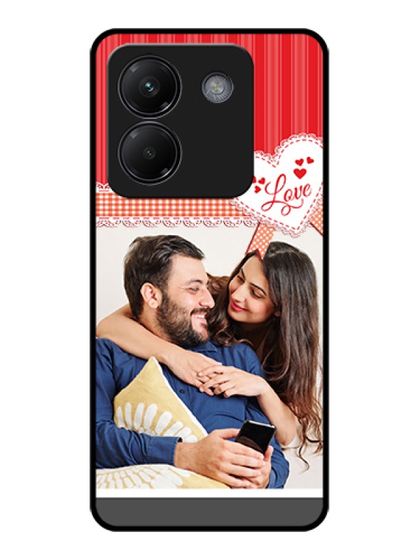 Custom Poco M7 Pro 5G Custom Glass Phone Case - Red Love Pattern Design