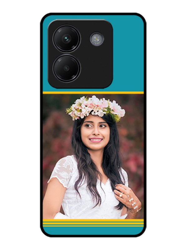Custom Poco M7 Pro 5G Custom Glass Phone Case - Yellow & Blue Design