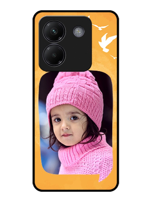 Custom Poco M7 Pro 5G Custom Glass Phone Case - Water Color Design With Bird Icons